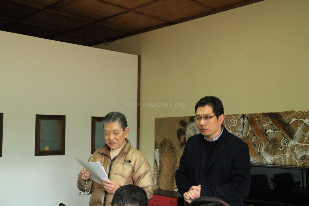 全員会中に　竹中紀夫さんのスピーチ